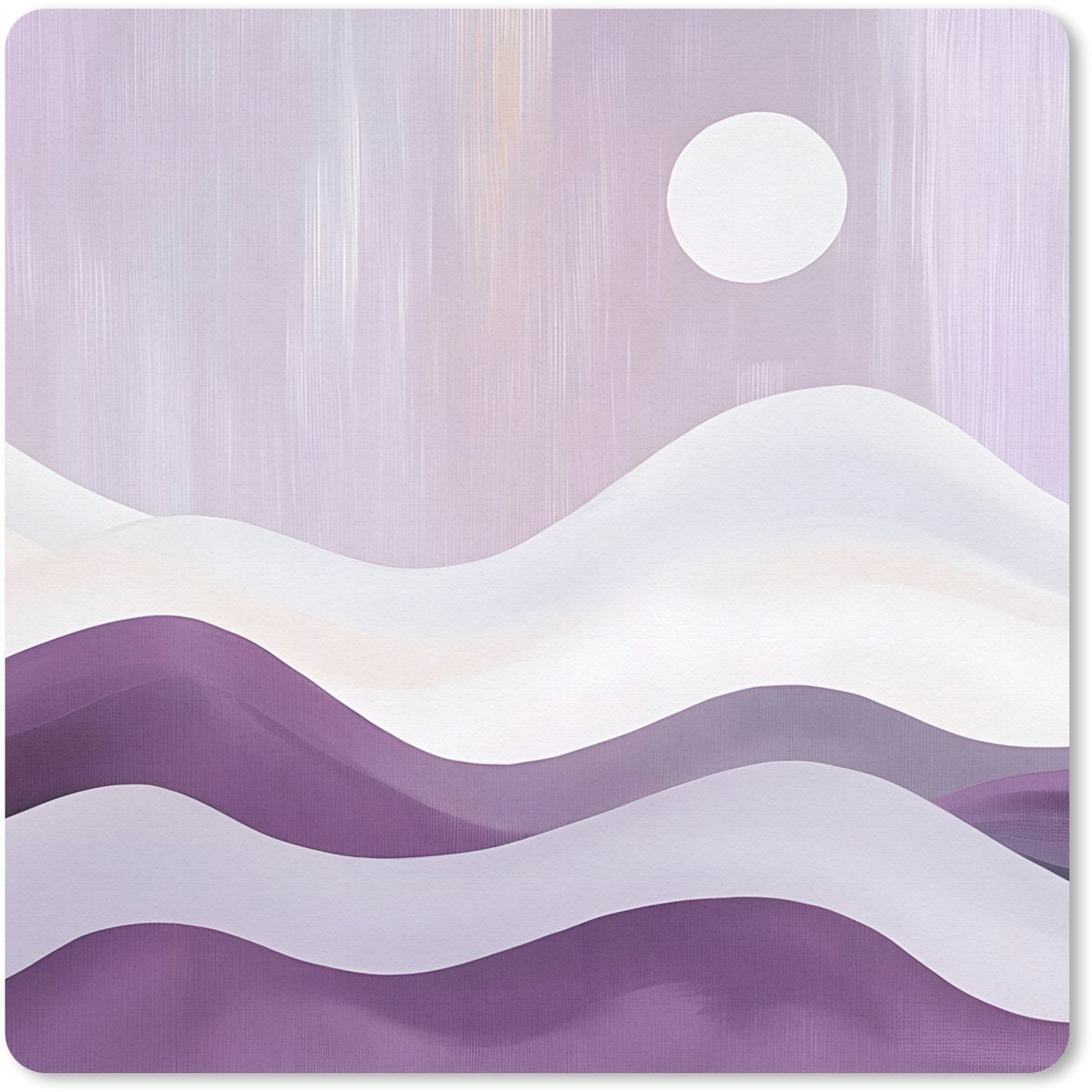 Muismat 30x30 cm - Mousepad Golven - Heuvels - Abstract - Paars - Muismatten