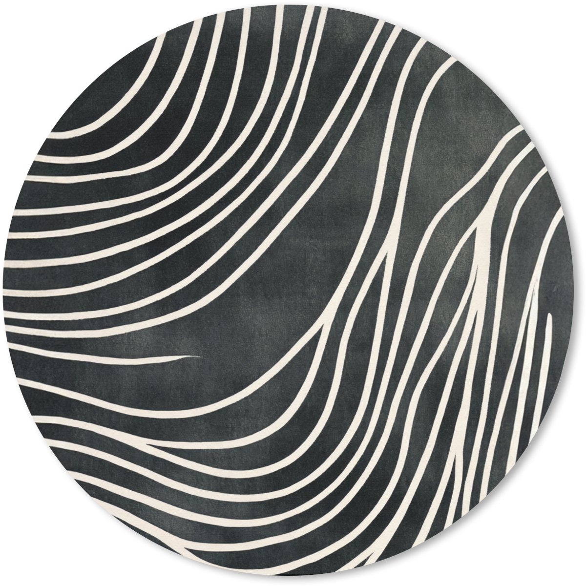 Muismat rond 20x20 cm - Mousepad Lijnen - Patroon - Abstract - Wit - Ronde muismatten
