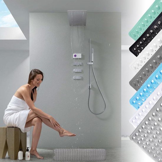 MSV Douche/bad anti-slip mat - badkamer - pvc - terracotta - 53 x 53 cm bestellen
