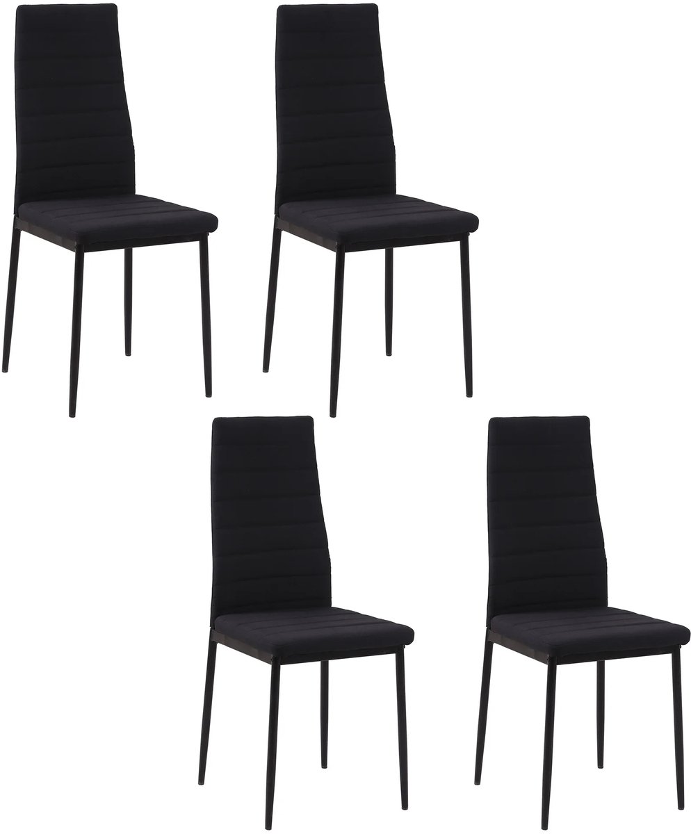 Janneke - Pack 4 Gestoffeerde Eetkamerstoelen Linnen met Metalen Poten 41x50x97 cm – Comfortabel, Stijlvol en Stevig voor Elke Eettafel