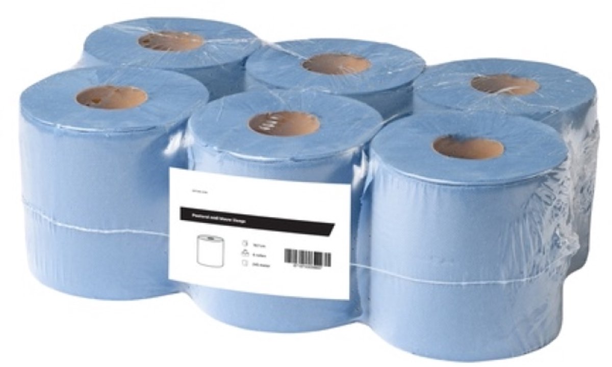 Poetsrol midi blauw 1laags 6 rol