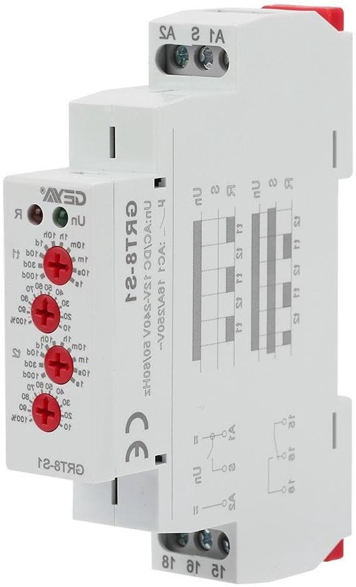 Allecto Plus - Mini Asymmetrische Cyclus Timer ON/OFF Herhaal Cyclus Relais AC/DC12-240V voor elektrische circuit controle - Tijdsrelais met GRT8-S1