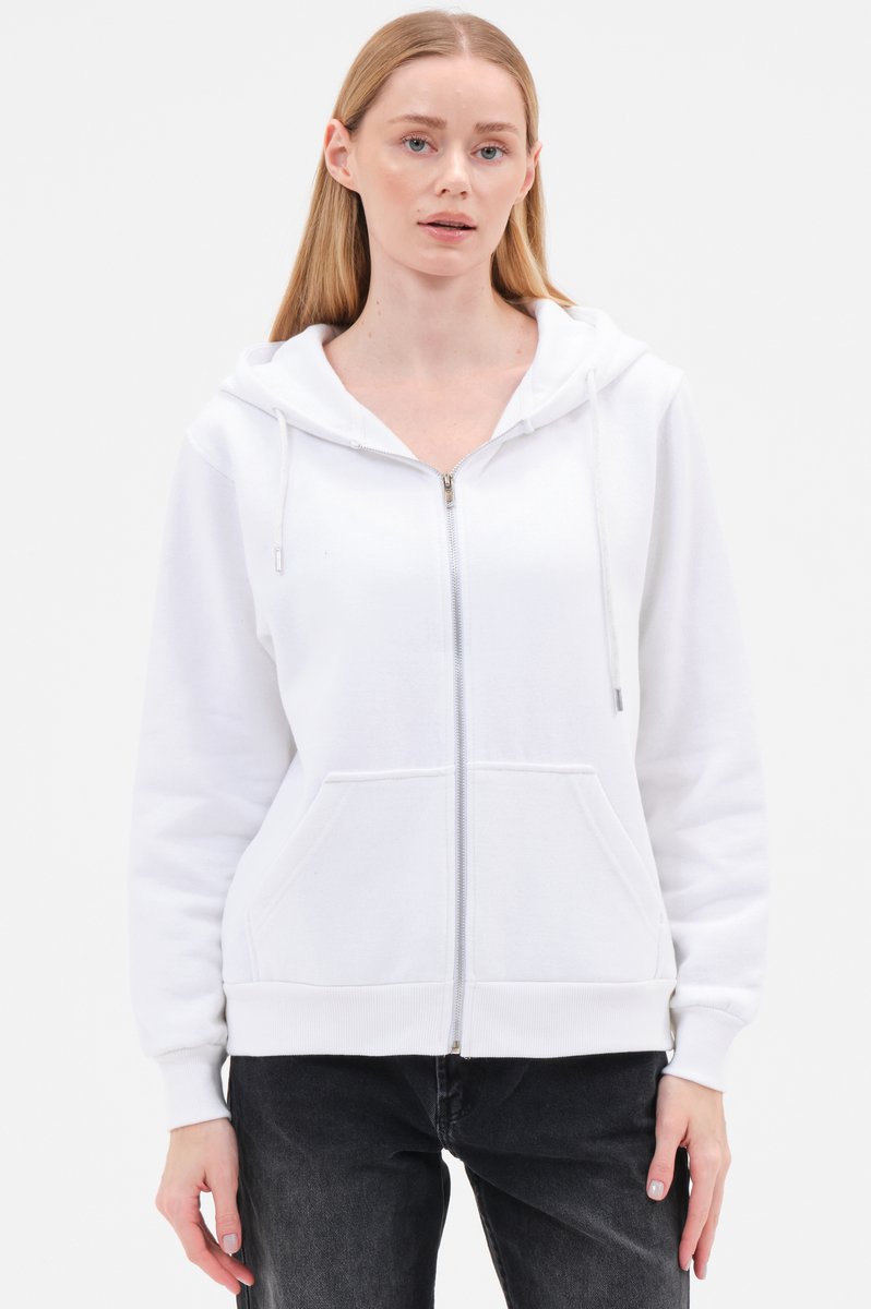 Smith & Solo vest met rits dames - sweatwest met capuchon - hoodie - Wit XL