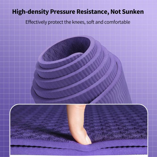 Antislip Yogamat voor Pilates en Yoga - Milieuvriendelijke TPE Fitnessmat 183 x 61 cm — afbeelding 4