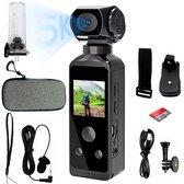 Vynox Pocket Camera 5K - 270° graden draaibare lens / 50MP / 60FPS / WiFi / 64GB Micro SD / 30M waterdicht - Action Camera 5k - Vlogcamera