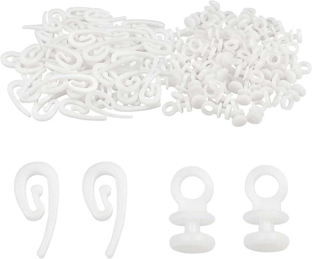 Allecto Plus - Plastic Gordijnhaken Wit - Voor Gordijn Rails - Rollen Gordijnhaak - Draperie Haken - Gordijnbaan Zweefvliegtuig - 200 Stuks - Header Tape - Douchegordijn - Deur - Zweefvliegen | 2 Types