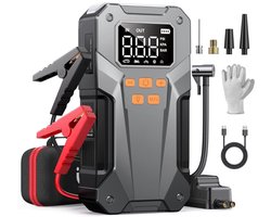 CLGP® Jumpstarter met Compressor - Startkabels - Starthulp voor Auto - Accubooster - Grijs en Zwart