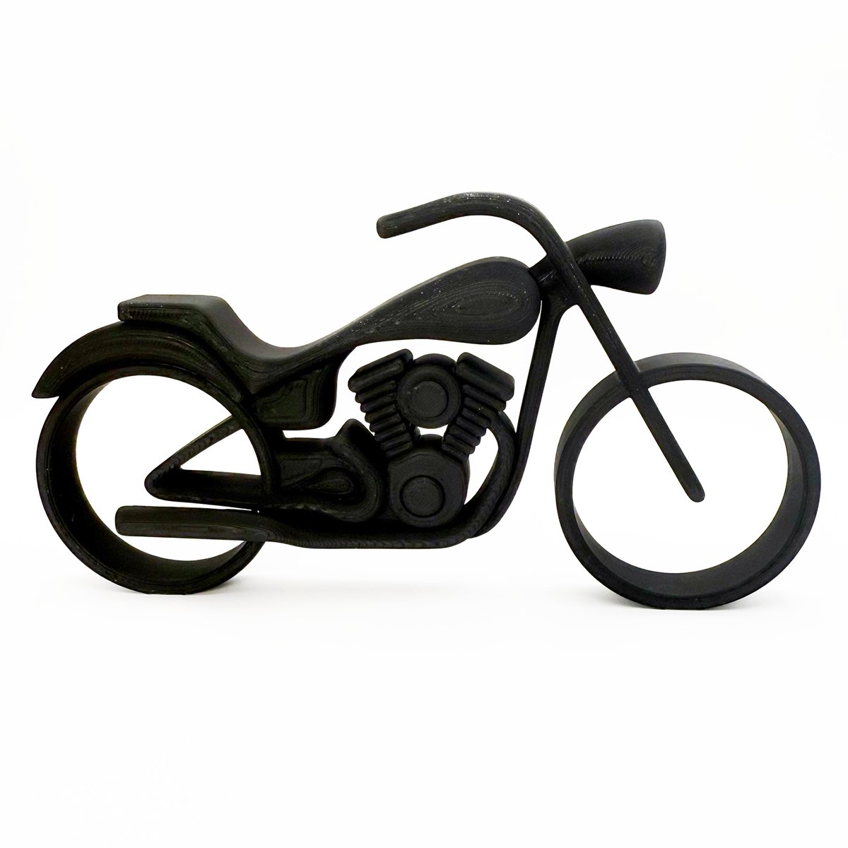 Motorbeeldje met robuust silhouet - zwart - 20 cm breed