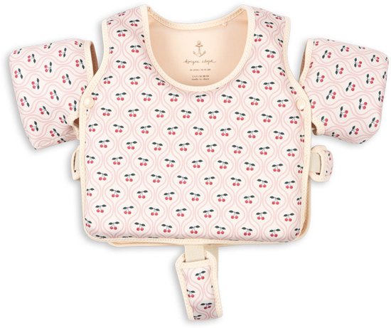 Foto: Konges sl jd hollis zwemvest met afneembare zwemvleugels cherry pink motif maat 1 2 jaar