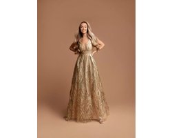 Gouden Lange Glitter Galajurk – Leilana M (38)