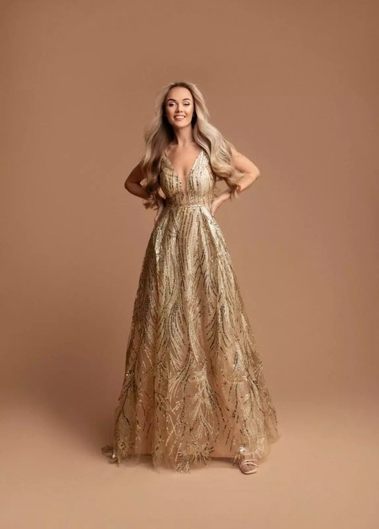 Gouden Glitter Galajurk – Leilana 38