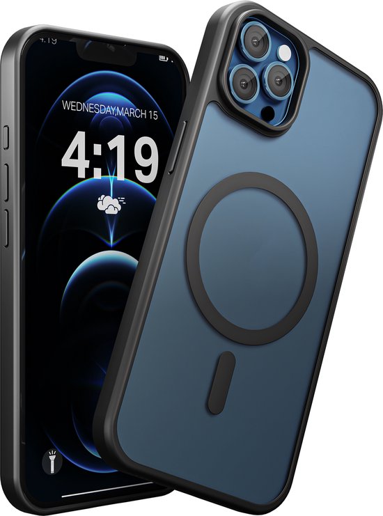 Hoesje Geschikt voor iPhone 12 Pro Max - Zwart - Geschikt voor MagSafe – Slank, Sterk en Shock proof