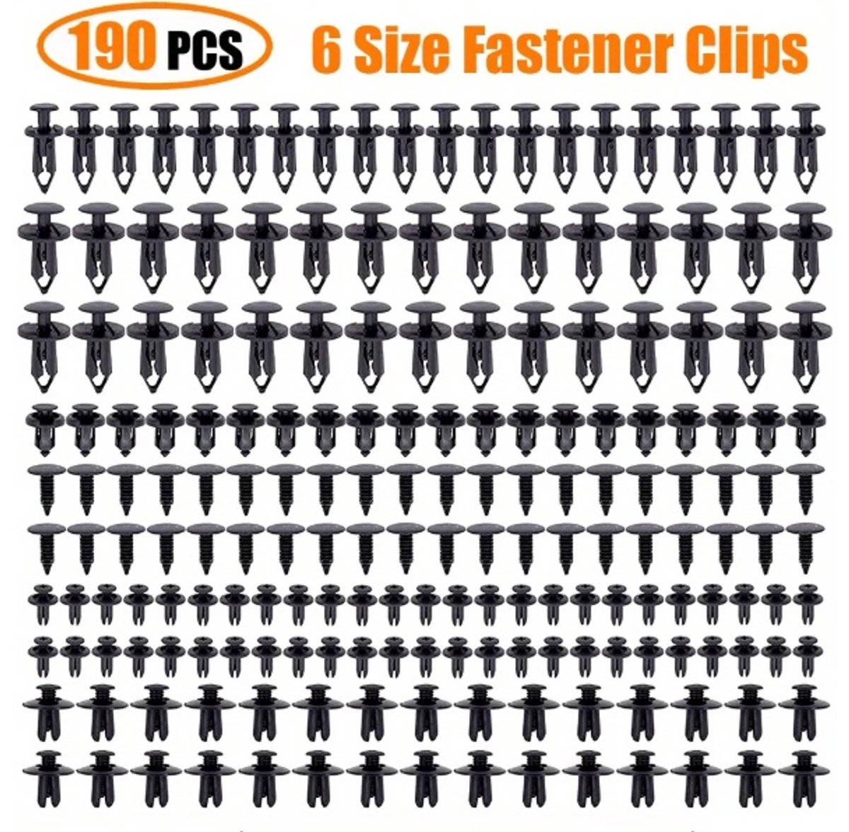 Image of 190 stks Auto Retainer Clips 6 Size Plastic Bevestigingsmiddelen Kit Auto Trim Panel Clip Gemengde Auto Body Bumper Klinknagel Set
