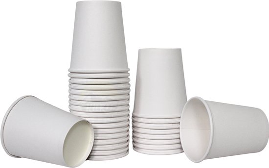 KURTT 200x Koffiebekers to go wit (extra stevig) - Koffiebeker karton - 8oz/200ml - drinkbekers, wegwerpbekers, papierenbeker