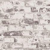 DUTCH WALLCOVERINGS Behang baksteen wit en grijs 42507-10