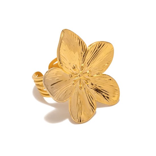 Luxxie bloem ring-statement ring-goudkleurige ring-stainless steel sieraden-dames sieraden-kado voor haar-clover ring