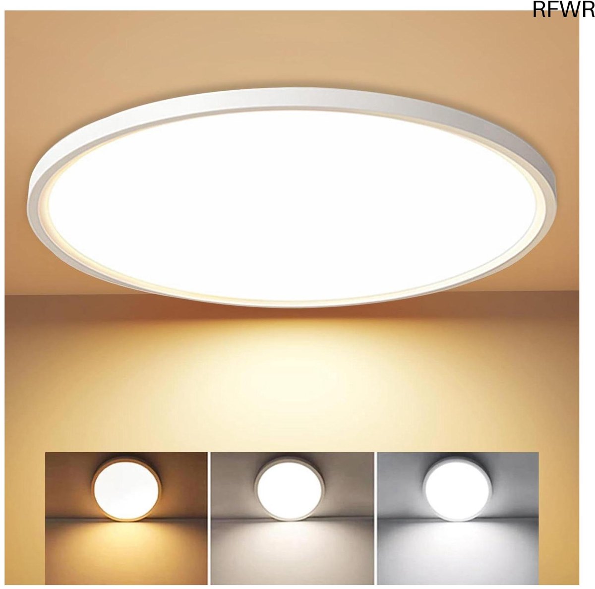 RFWR® Ronde led-plafondlamp 30 cm - 20 W, 2400 lm, IP44 waterdicht, 3 kleurtemperaturen, u
