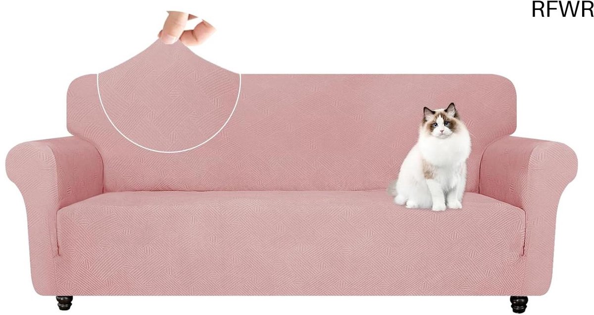 RFWR Elastische Bankhoes Voor 3-Zits Meubels - Krasbestendige Universele Overtrek Met Anti-Slip Roze