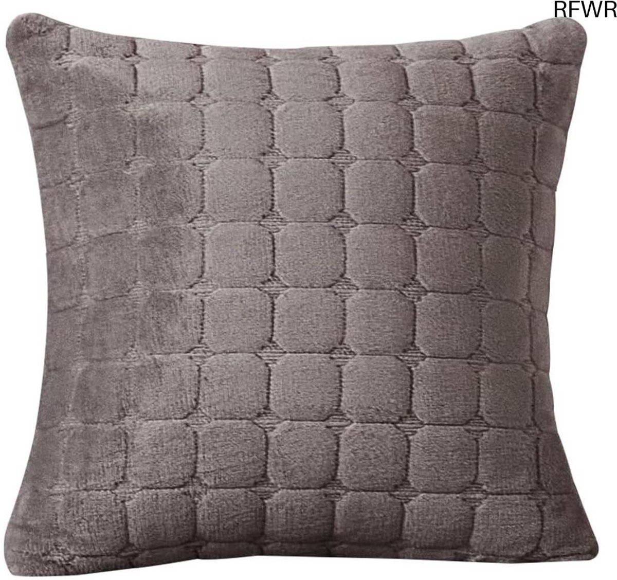 RFWR Zachte flanellen kussenhoes 45 x 45 cm voor bank en sofa in diverse kleuren bruin