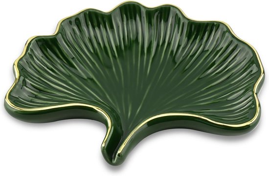 Porte-savon en céramique - Forme de feuille de ginkgo - Porte-savon vert - Garde le savon au Droog