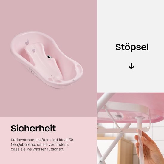 RFWR® Babybadje met Standaard en Stop - Comfortabele en Veilige Verzorgingsset voor Pasgeborenen - Roze van RFWR® — afbeelding 5