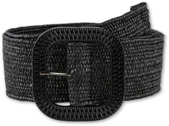 Tailleriem Geweven Zwart Ronde gesp Elastisch Damesriem