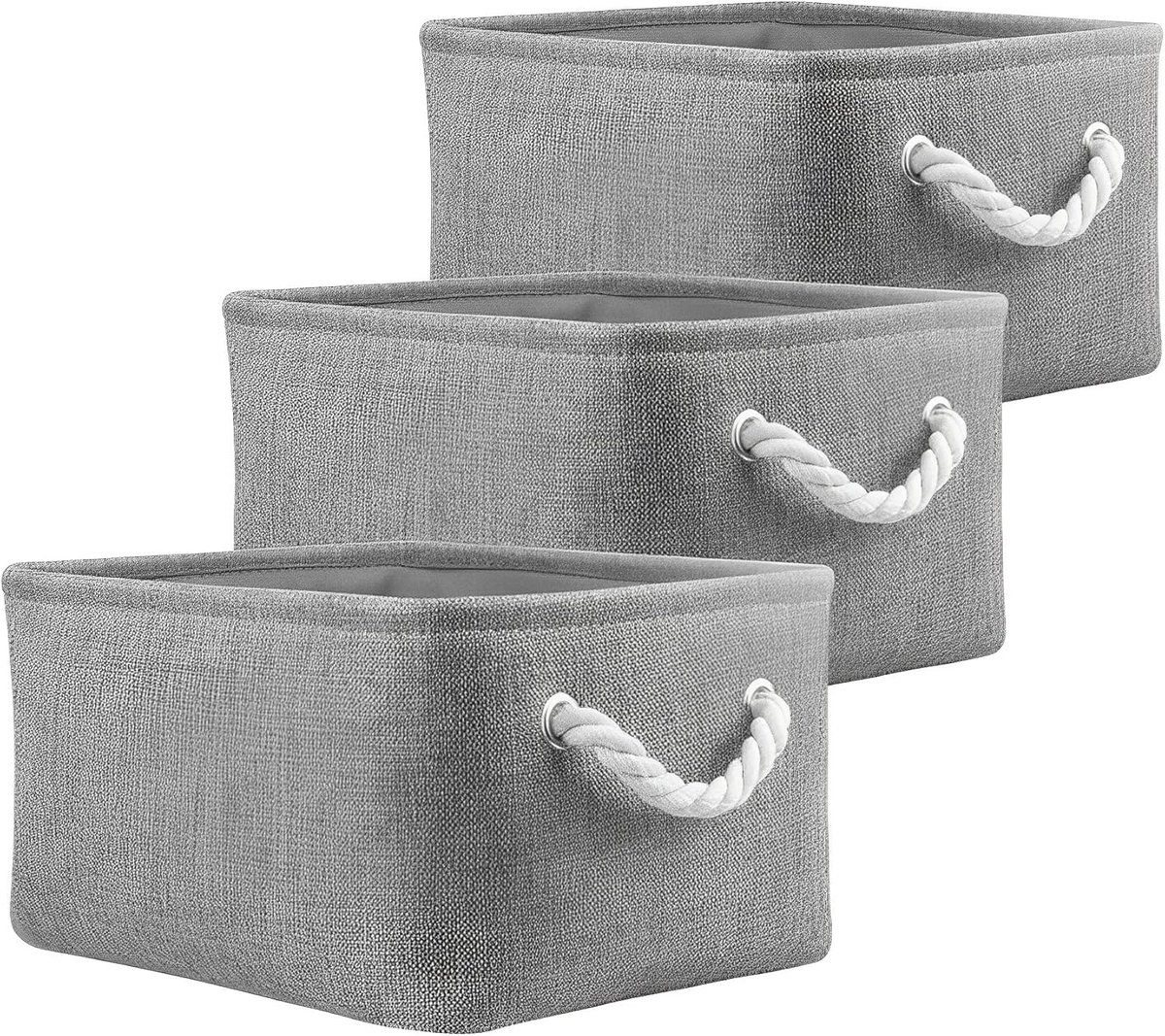 Vouwbare opslagdozen - handig en praktisch - 3 stuks - grijs - canvas