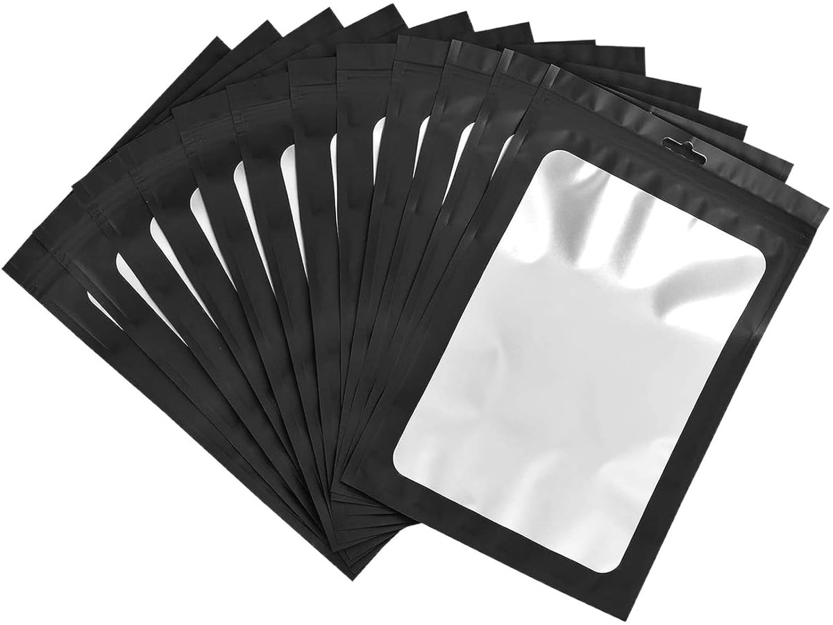 Holografische Verzegelde Zakken - Geurbestendig - 100 Stuks - Zwart - 8x13 cm