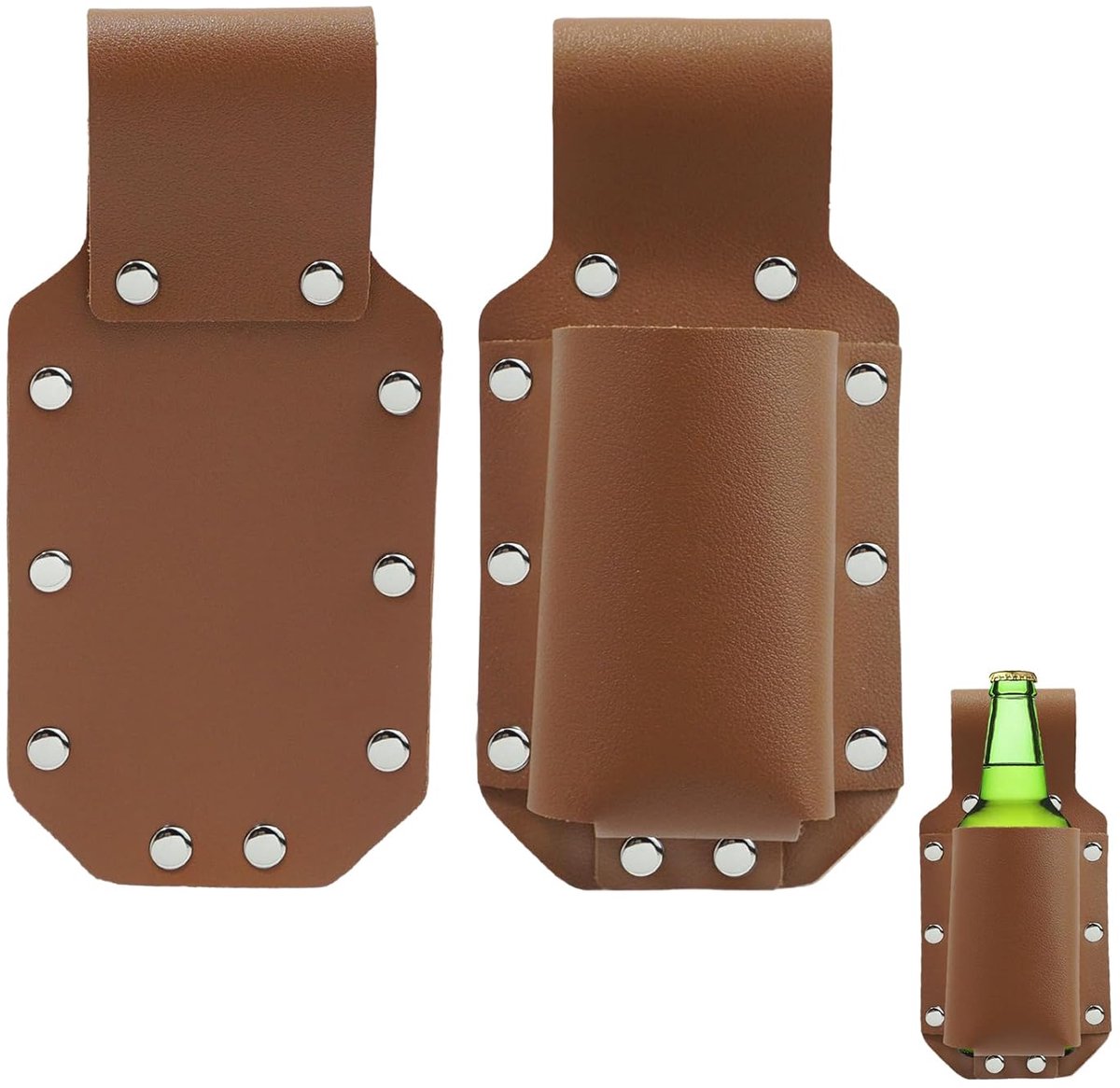 Bierriem voor heren - leer - bruin - bieraccessoires