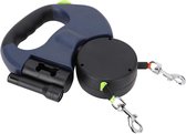 Allecto Plus - Laisse rétractable pour chien avec double tête, robuste, anti-emmêlement, frein à une main, convient aux chiens et chats de taille XS/P/ Medium/L (gris foncé)