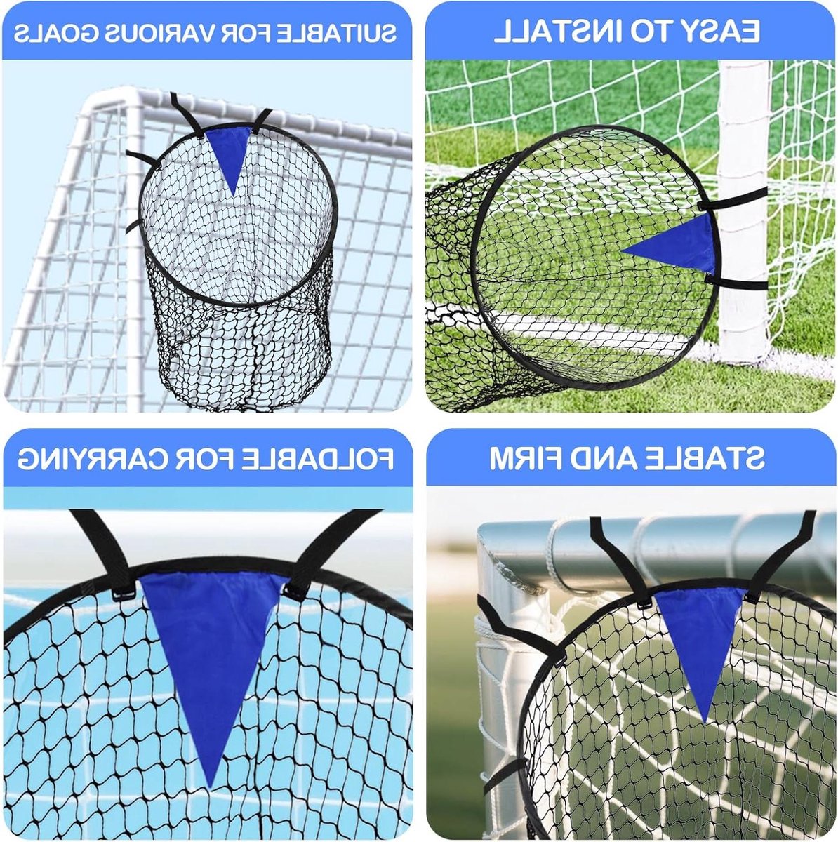 Allecto Plus - 2 stuks sokkel Top Bins doelnet voor voetbaldoelen - zwart - oefenhoekballen - vrije voeten - brede schoten - verstelbare touwriemen - niet gemakkelijk te verschuiven