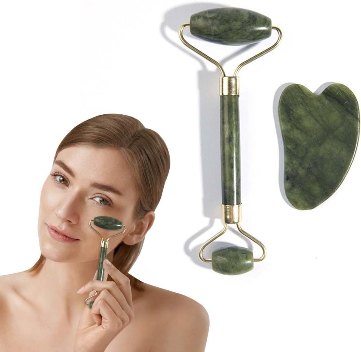 Gua Sha en Jade Roller - Gezichtsmassageapparaat - Huidverzorging