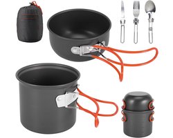 Allecto Plus - Camping Kookset voor Outdoor Activiteiten met Draagbare Kookgerei en Pot Pan Sets voor Backpacken, Picknick, Wandelen, Trekking, Vissen en Bergbeklimmen - Geschikt voor 1-2 Personen