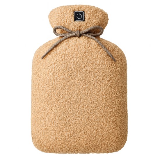 Warmpi® Buddy Beige – Draadloze Elektrische Warmtekruik incl Powerbank(10.000mah) – Oplaadbaar Warmtekussen van Zachte Teddystof – 2 zijdige Infrarood warmte tot 65°C – 3 Warmtestanden – Tot 9 Uur Warmte – Veilig – Wasbare Hoes - Baby Kruik