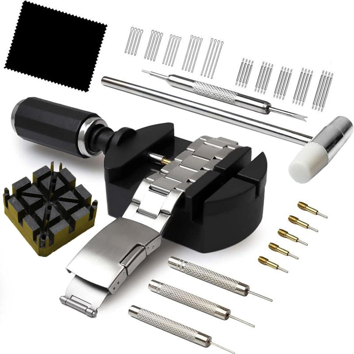 Allecto Plus - Professionele Horlogemakers-Gereedschapsset - Complete Horloge reparatie en batterijvervanging - Zilver - 53 stuks.