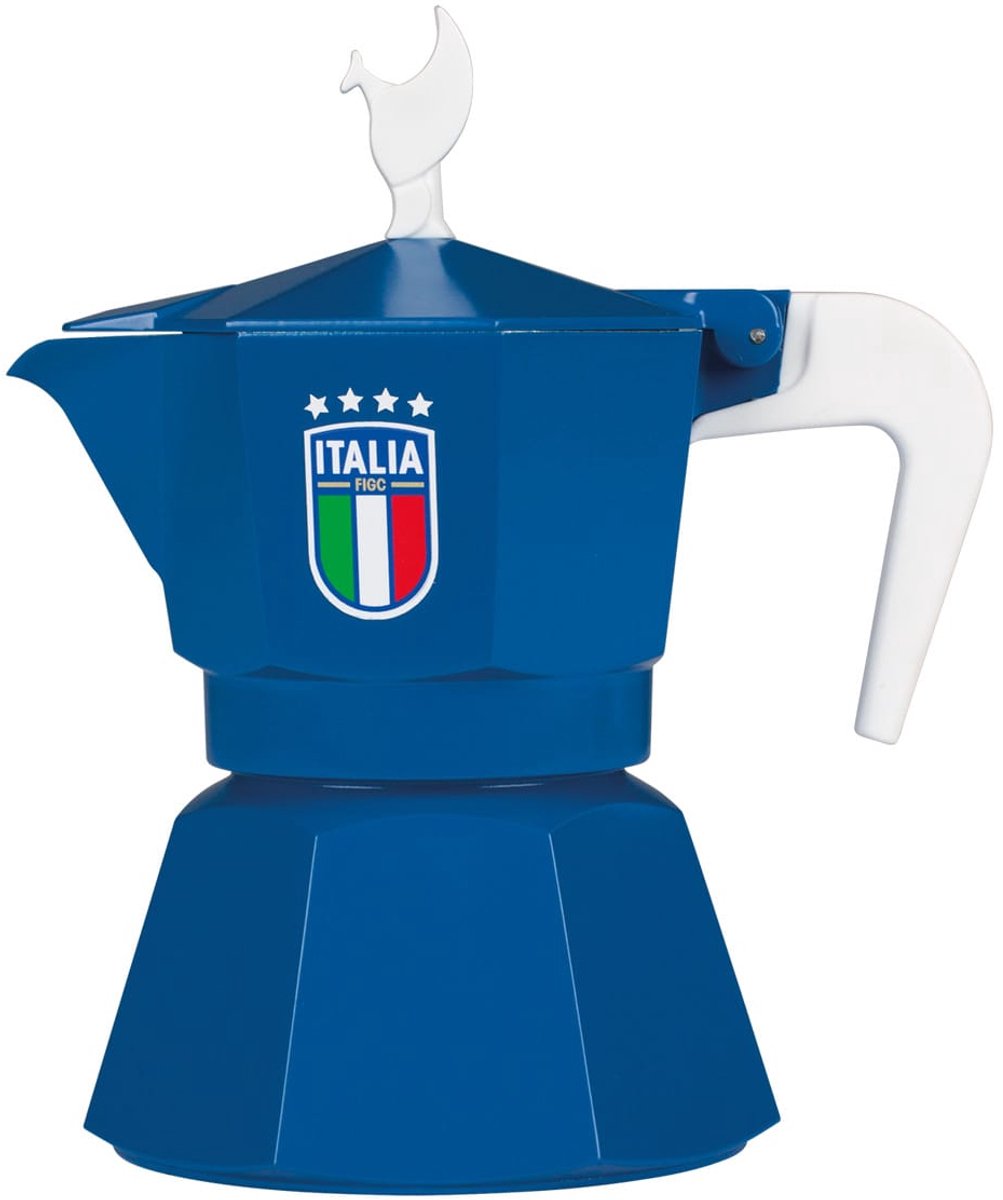 Moka pot Mokavit Italia FIGC Blauw – Italiaanse percolator 3 kopjes – Alternatief voor Bialetti – Voetbal editie