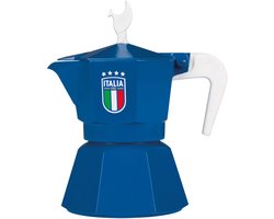 Moka pot Mokavit Italia FIGC Blauw – Italiaanse percolator 3 kopjes – Alternatief voor Bialetti – Voetbal editie