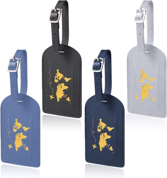 4 stuks kofferhangers, vliegreizen, leren bagagelabels voor