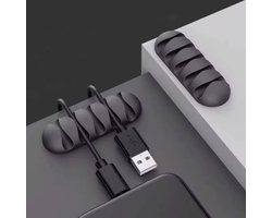 Merkloos 5x Kabel Organiser Zwart - kabel clips voor 5 kabels - Zelfklevende kabelclips - Kabelklem - Kabelhouder - Kabelgoot - Houder - Kabel management