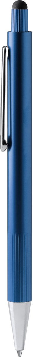 10 Balpennen Aluminium met gestreepte greep in metallic afwerking en aanraakwijzer. Geschikt voor lasertechniek Kleur Blauw model Garet