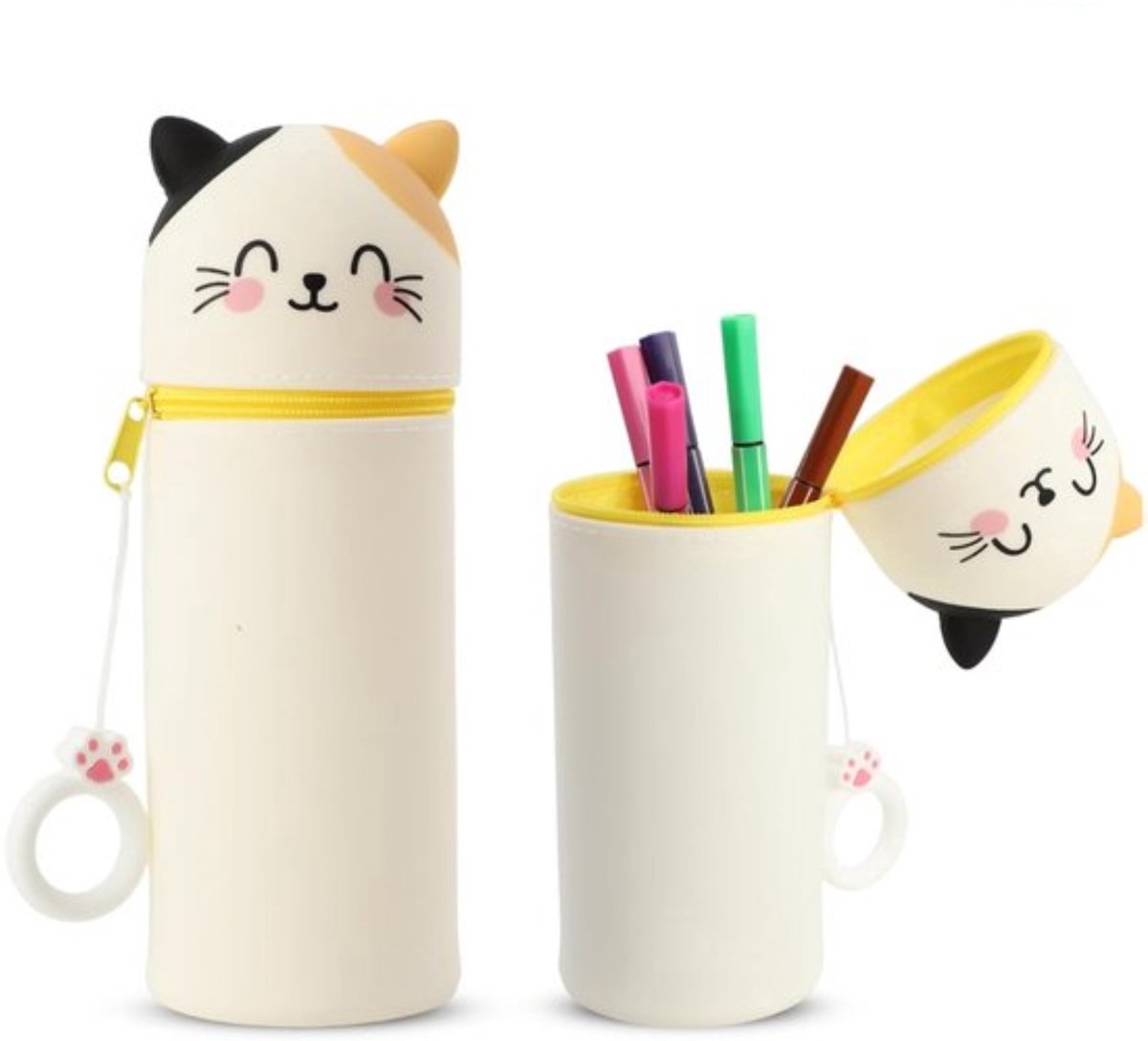 Etui met handvat - Pennendoosje opbergdoos - Bureau organiseren - Uitschuifbaar ontwerp - Ruimte voor 30 pennen - Kat design