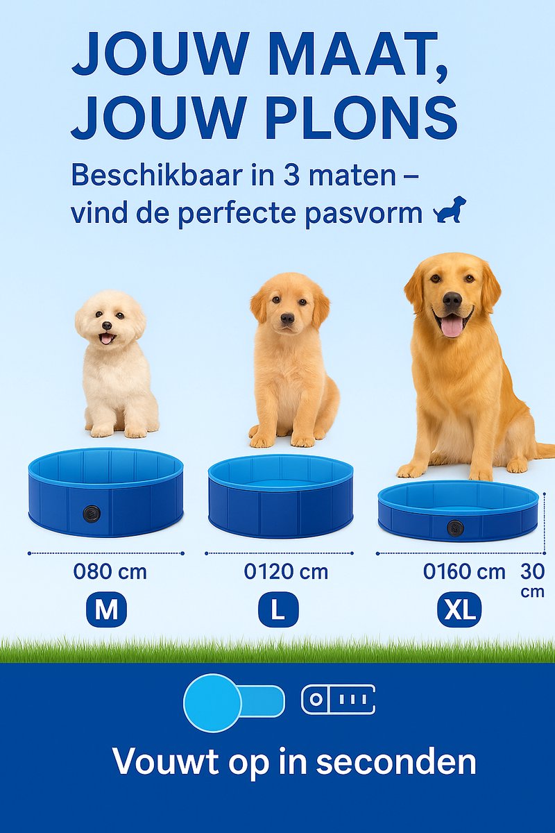 Hondenzwembad 120 cm - opvouwbaar hondenbad - zwembad voor honden - blauw - verkoelend plonsbad - zonder luchtpomp thumbnail 4