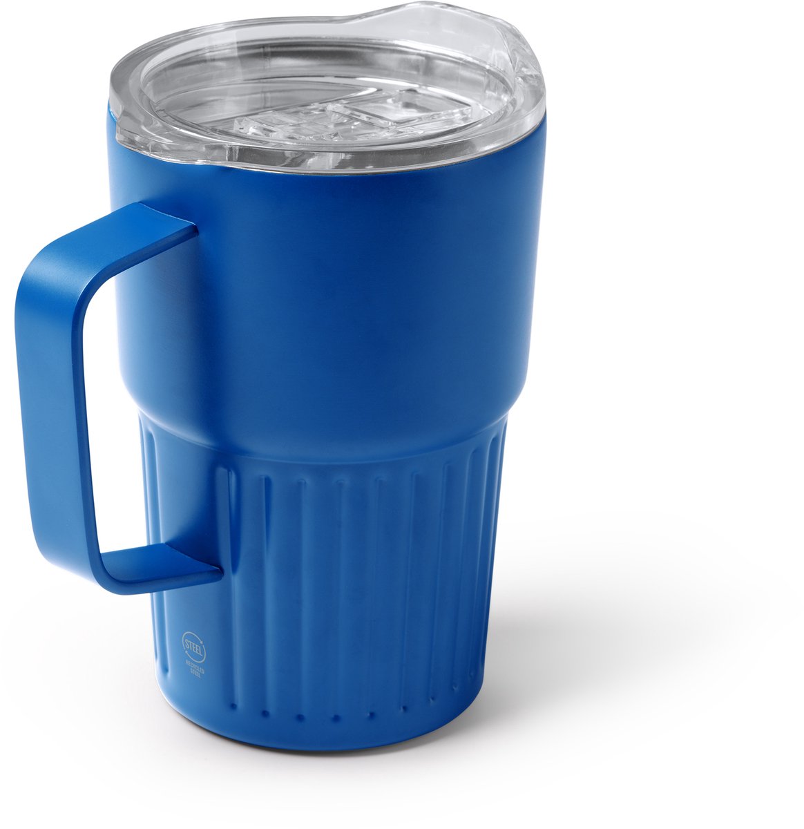 Stamina - Retro - 450ml - Blauw - Gerecyclede 304 RVS Thermosbeker met Handvat - Drinkbeker To Go - Tumbler - Mug - Thermosbeker - Thermosfles - Thermoskan - Drinkfles - Geschikt voor warme en kouden dranken