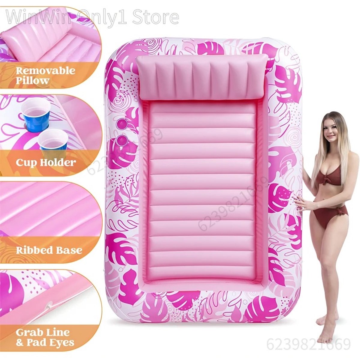 Opblaasbare Strandstoel - Zwembad Ligbed -Luchtbed - Drijvend Luchtbed Voor Zwemmen - Opvouwbare Lounge Chair - Waterbed Voor Strand en Vrije Tijd - Draagbare Ligstoel - PVC Luchtmatras - 180x110 cm - Roze