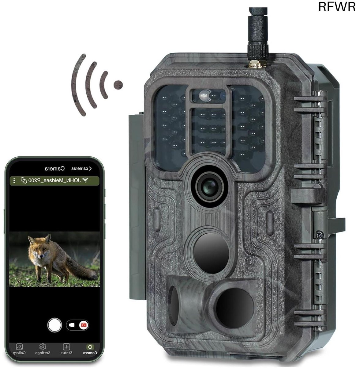RFWR® Wildcamera met wifi, 48 MP, 1296P, nachtzicht, bewegingssensor, IP66