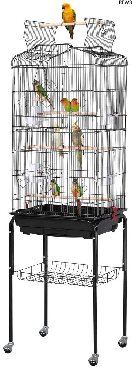 RFWR® Grote Vogelkooi voor Kanaries en Parkieten met Gratis Accessoires en Wielen