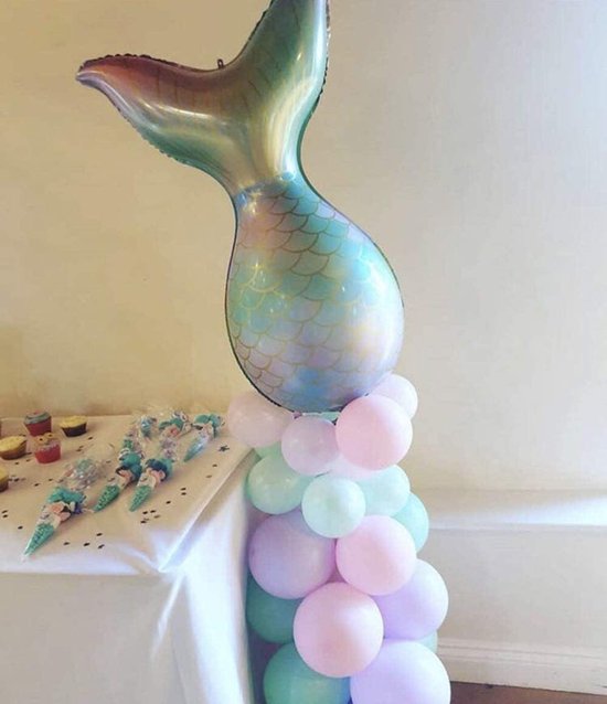 Feestelijke Zeemeermin Verjaardagsdecoratie Met Ballonnen - Meisjes 3 Jaar Thema - Kinderverjaardag Feestartikelen - Zeemeerminnenprint - Roze & Paars Kleuren - Verjaardagsfeest Decoratie
