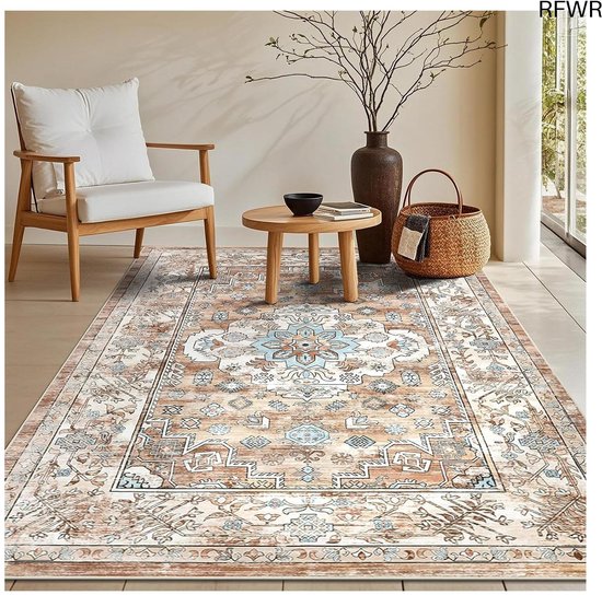 Teppich Viskose beige / grün 80 x 150 cm orientalisches Muster Kurzflor Teppich Viskose beige / grün 80 x 150 cm orientalisches Muster Kurzflor