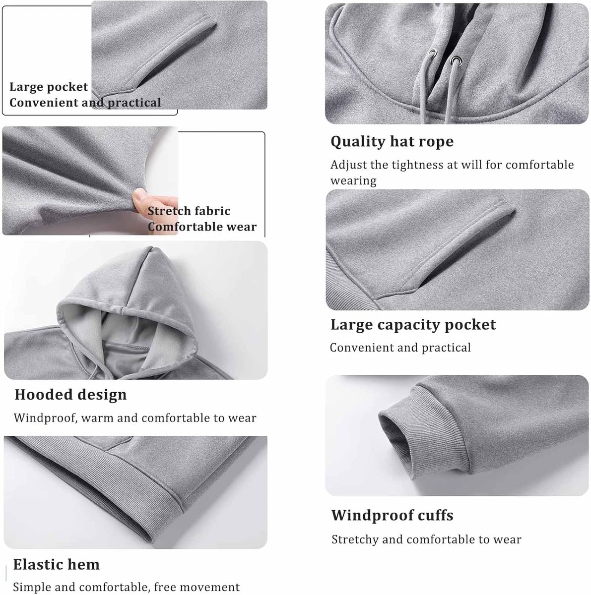 seenlast Verwarmde hoodie, verwarmde jas Verwarmde hoodie verwarmingspullover Heren Dames met 10.000 mAh accu, warmte jas met verwarming, 3 temperatuurstanden 6 verwarmingszones, verwarmde kleding