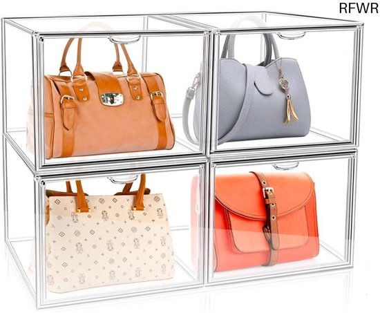 Daelesr Opbergdozen met lade, transparant, make-up-organizer van acryl, cosmetica, gesloten, 36 x 22 x 27 cm, grote kunststof voor boeken, handtassen, speelgoed